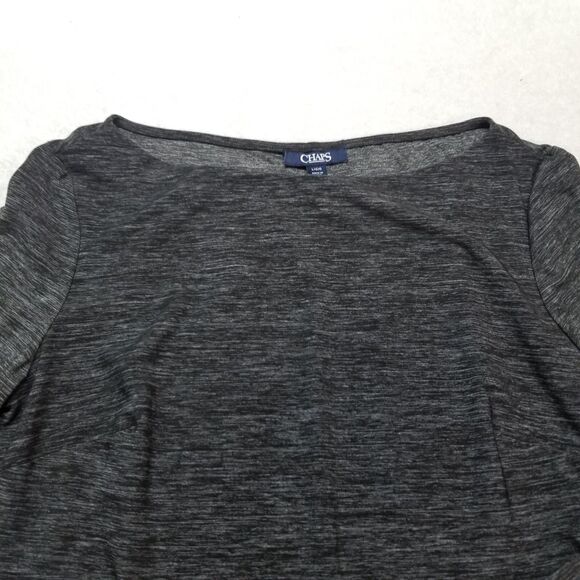 Chaps L Dress Gray 3/4 Sleeve Stretch Ruched Lined Career Office Classic Preppy - Picture 5 of 10